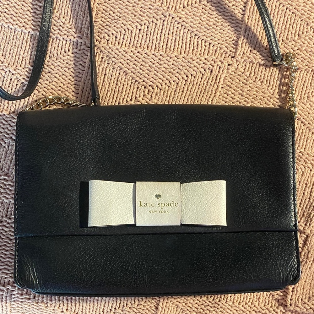 Kate Spade Black Crossbody Bag with White Bow - Picture 10 of 11